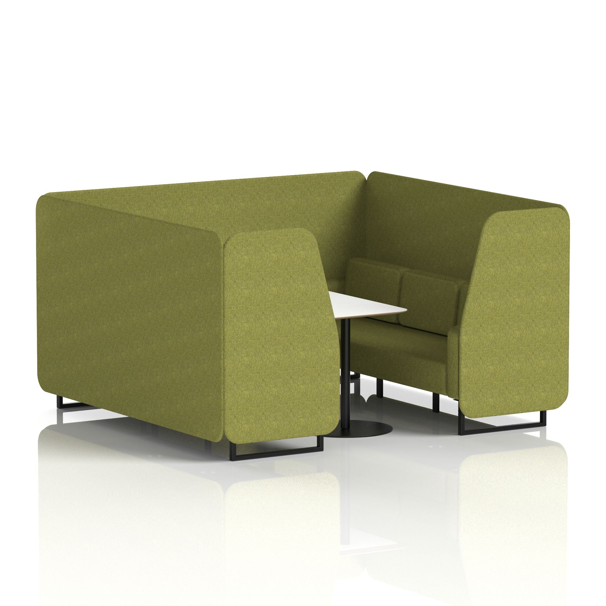 Brixworth Office Booth with White Table, 2/4/6 Seater, Multiple Colours, Black Frame, Plywood & Fabric, Self-Assembly, 10 Yr Frame Warranty