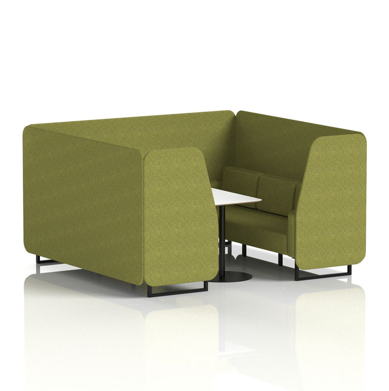 Brixworth Office Booth with White Table, 2/4/6 Seater, Multiple Colours, Black Frame, Plywood & Fabric, Self-Assembly, 10 Yr Frame Warranty