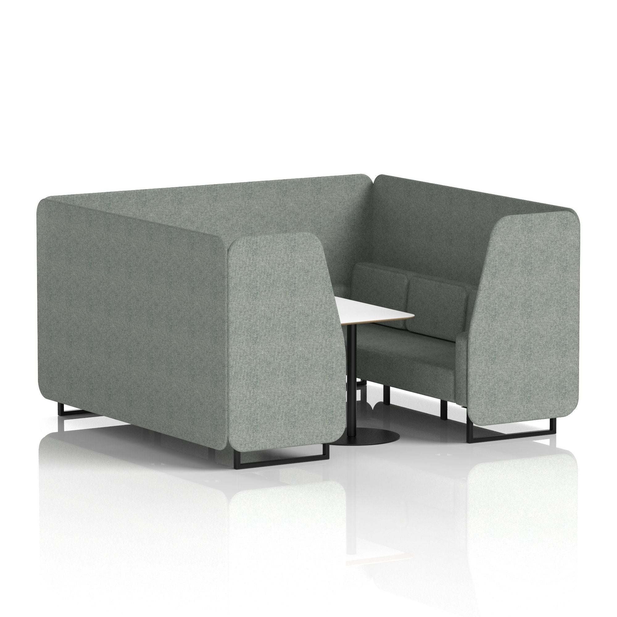 Brixworth Office Booth with White Table, 2/4/6 Seater, Multiple Colours, Black Frame, Plywood & Fabric, Self-Assembly, 10 Yr Frame Warranty