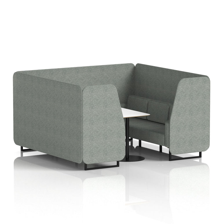 Brixworth Office Booth with White Table, 2/4/6 Seater, Multiple Colours, Black Frame, Plywood & Fabric, Self-Assembly, 10 Yr Frame Warranty