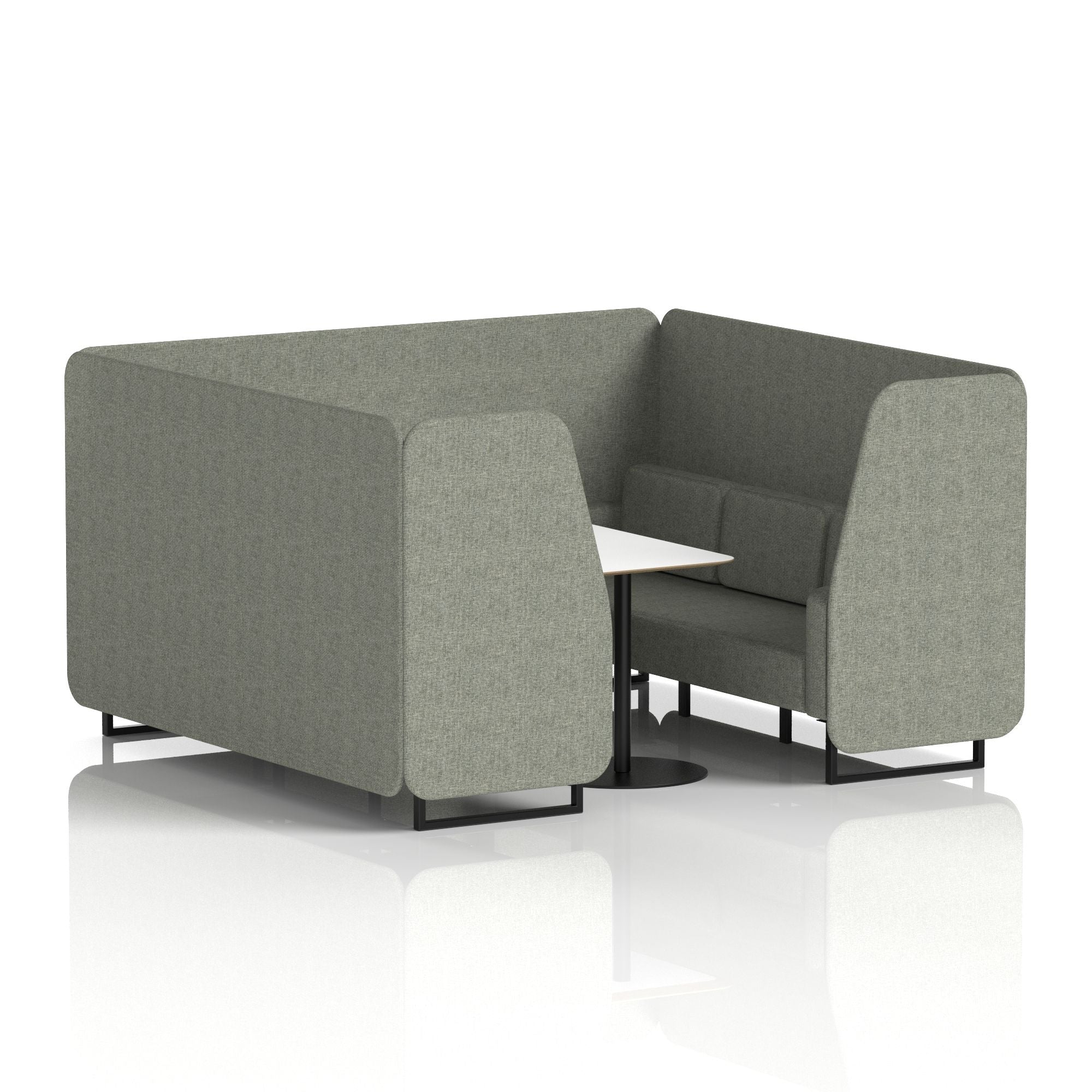 Brixworth Office Booth with White Table, 2/4/6 Seater, Multiple Colours, Black Frame, Plywood & Fabric, Self-Assembly, 10 Yr Frame Warranty