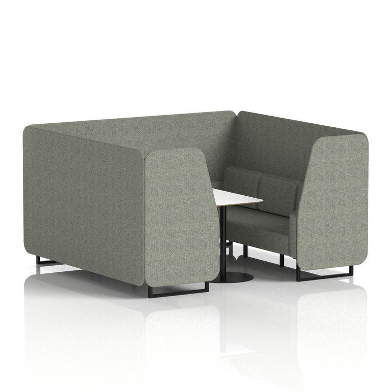 Brixworth Office Booth with White Table, 2/4/6 Seater, Multiple Colours, Black Frame, Plywood & Fabric, Self-Assembly, 10 Yr Frame Warranty