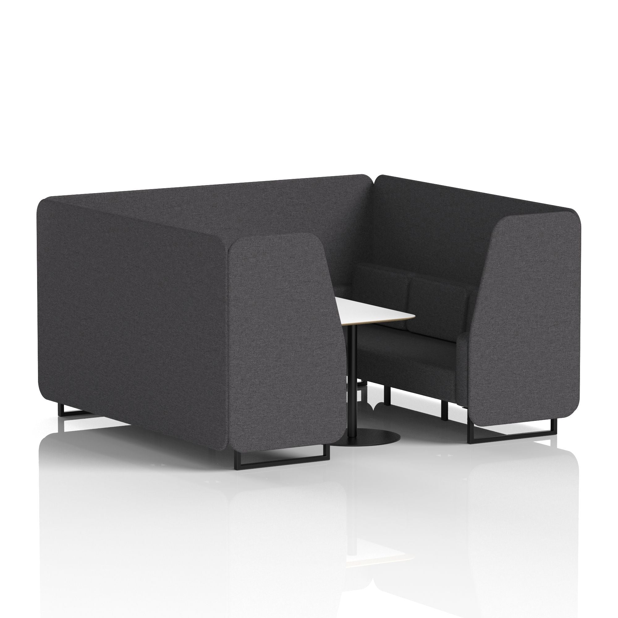 Brixworth Office Booth with White Table, 2/4/6 Seater, Multiple Colours, Black Frame, Plywood & Fabric, Self-Assembly, 10 Yr Frame Warranty