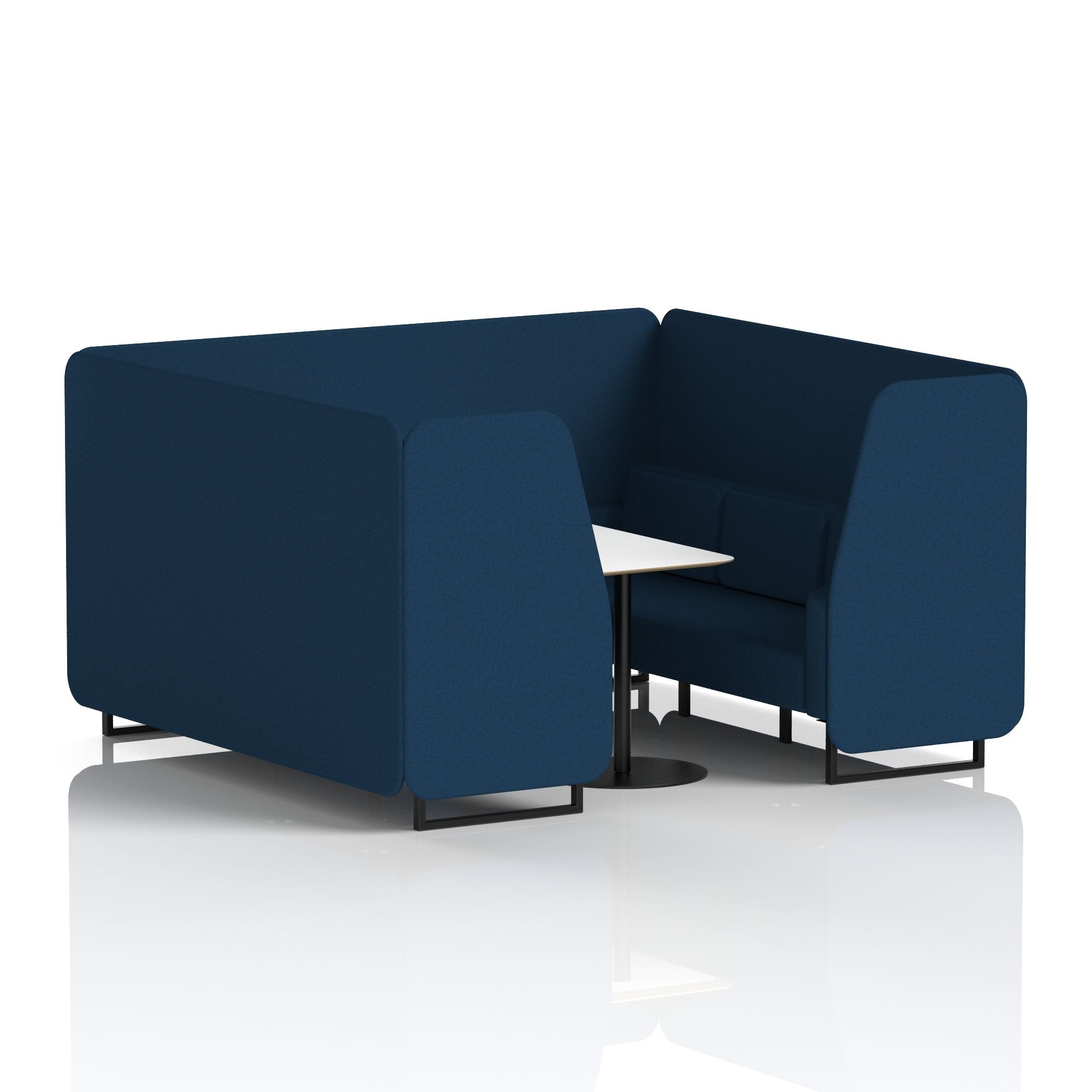 Brixworth Office Booth with White Table, 2/4/6 Seater, Multiple Colours, Black Frame, Plywood & Fabric, Self-Assembly, 10 Yr Frame Warranty