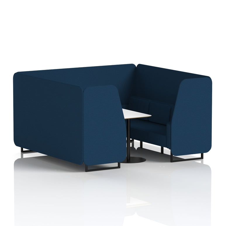 Brixworth Office Booth with White Table, 2/4/6 Seater, Multiple Colours, Black Frame, Plywood & Fabric, Self-Assembly, 10 Yr Frame Warranty