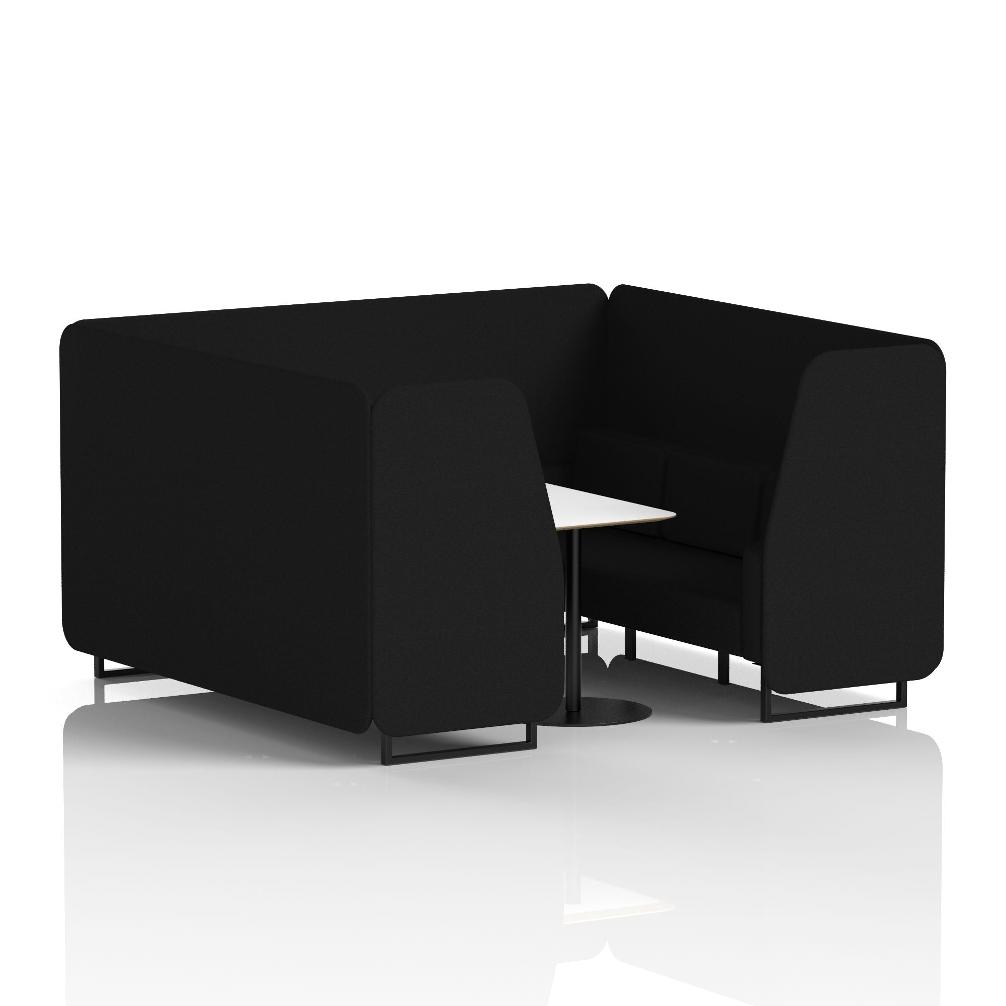 Brixworth Office Booth with White Table, 2/4/6 Seater, Multiple Colours, Black Frame, Plywood & Fabric, Self-Assembly, 10 Yr Frame Warranty