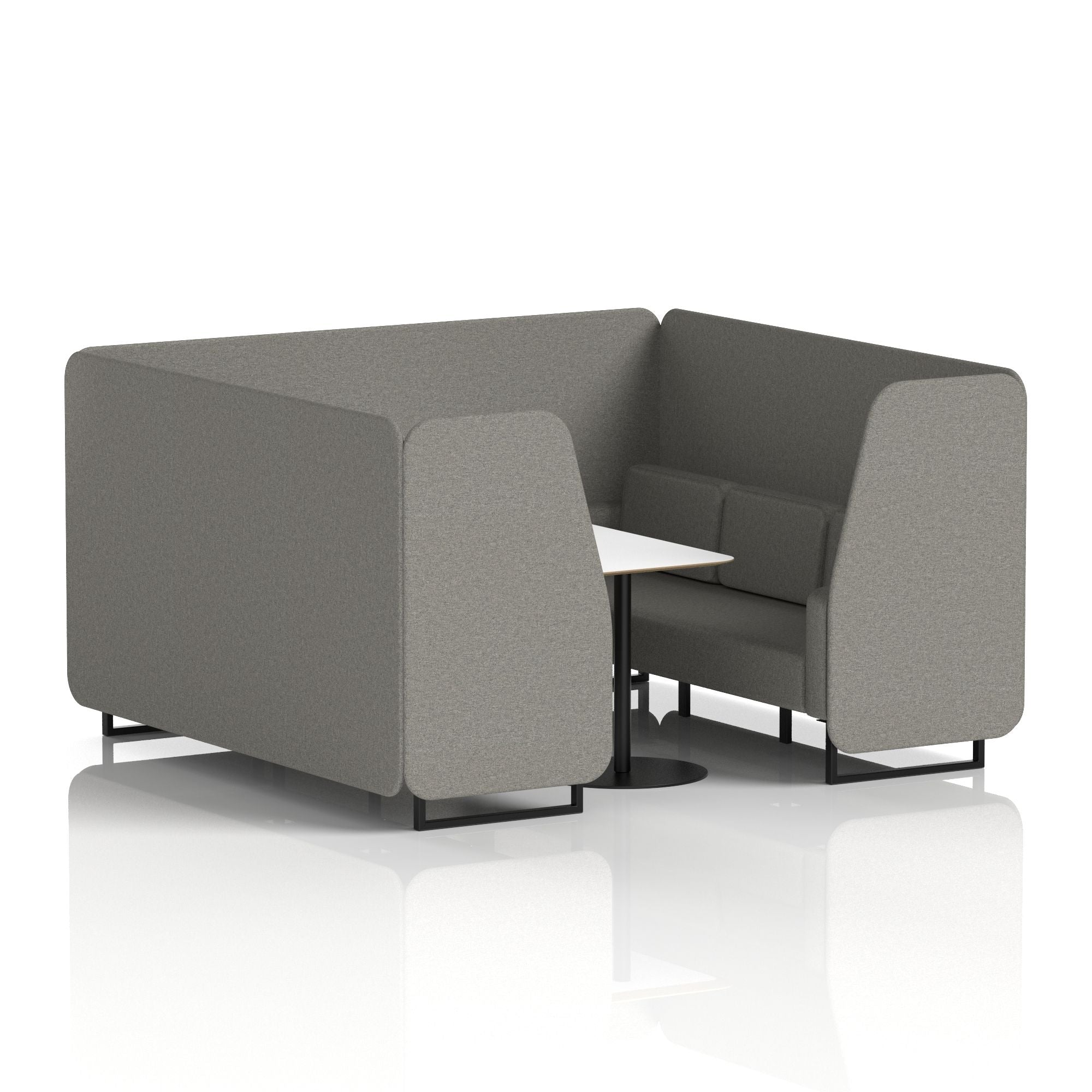 Brixworth Office Booth with White Table, 2/4/6 Seater, Multiple Colours, Black Frame, Plywood & Fabric, Self-Assembly, 10 Yr Frame Warranty