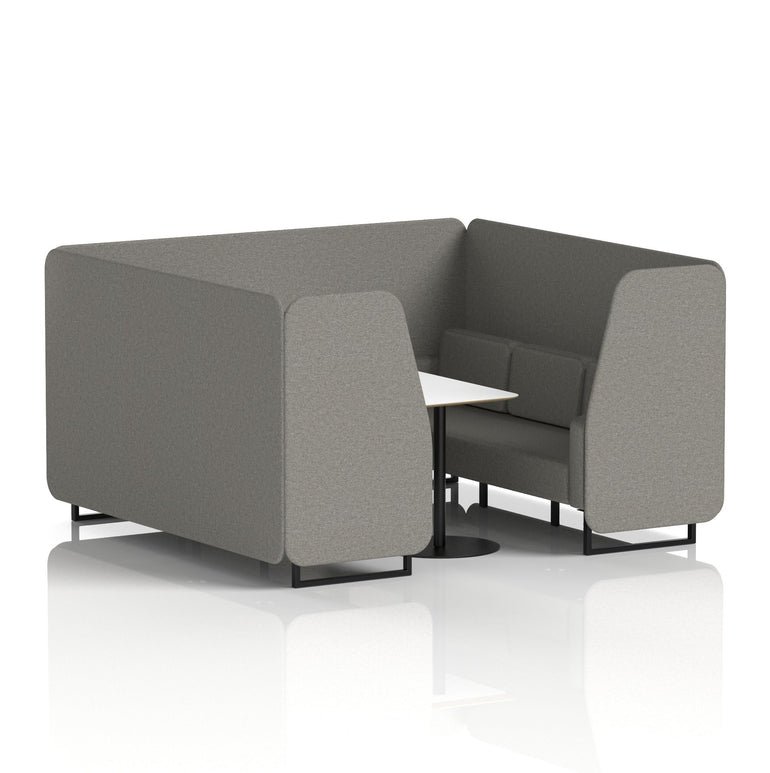 Brixworth Office Booth with White Table, 2/4/6 Seater, Multiple Colours, Black Frame, Plywood & Fabric, Self-Assembly, 10 Yr Frame Warranty