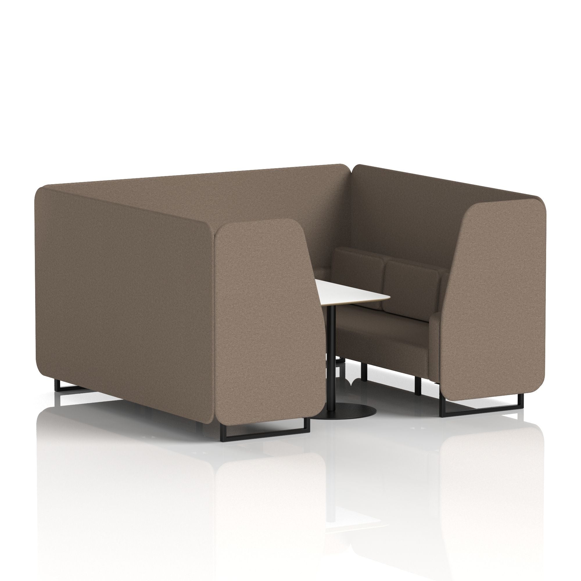 Brixworth Office Booth with White Table, 2/4/6 Seater, Multiple Colours, Black Frame, Plywood & Fabric, Self-Assembly, 10 Yr Frame Warranty