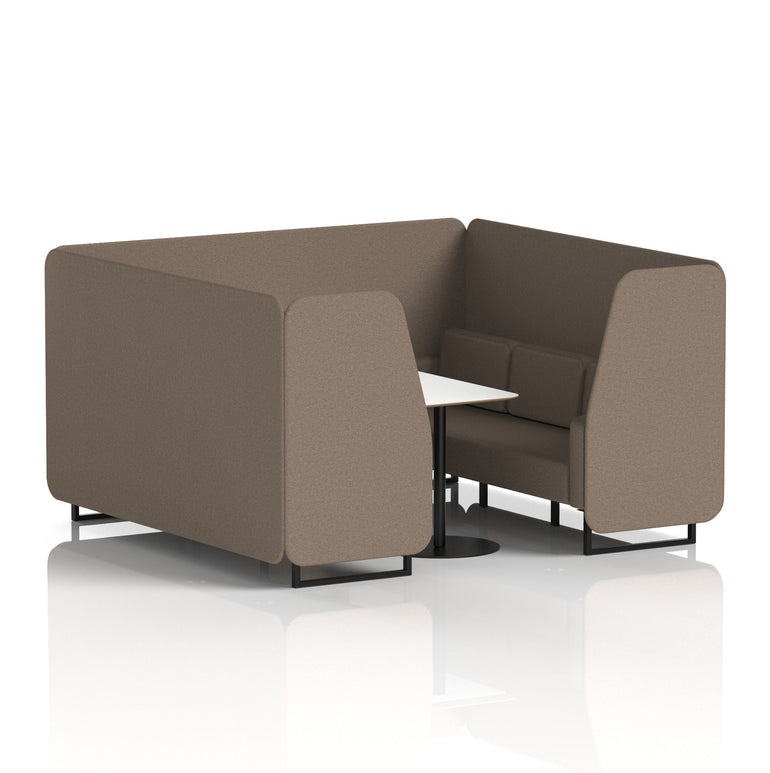 Brixworth Office Booth with White Table, 2/4/6 Seater, Multiple Colours, Black Frame, Plywood & Fabric, Self-Assembly, 10 Yr Frame Warranty