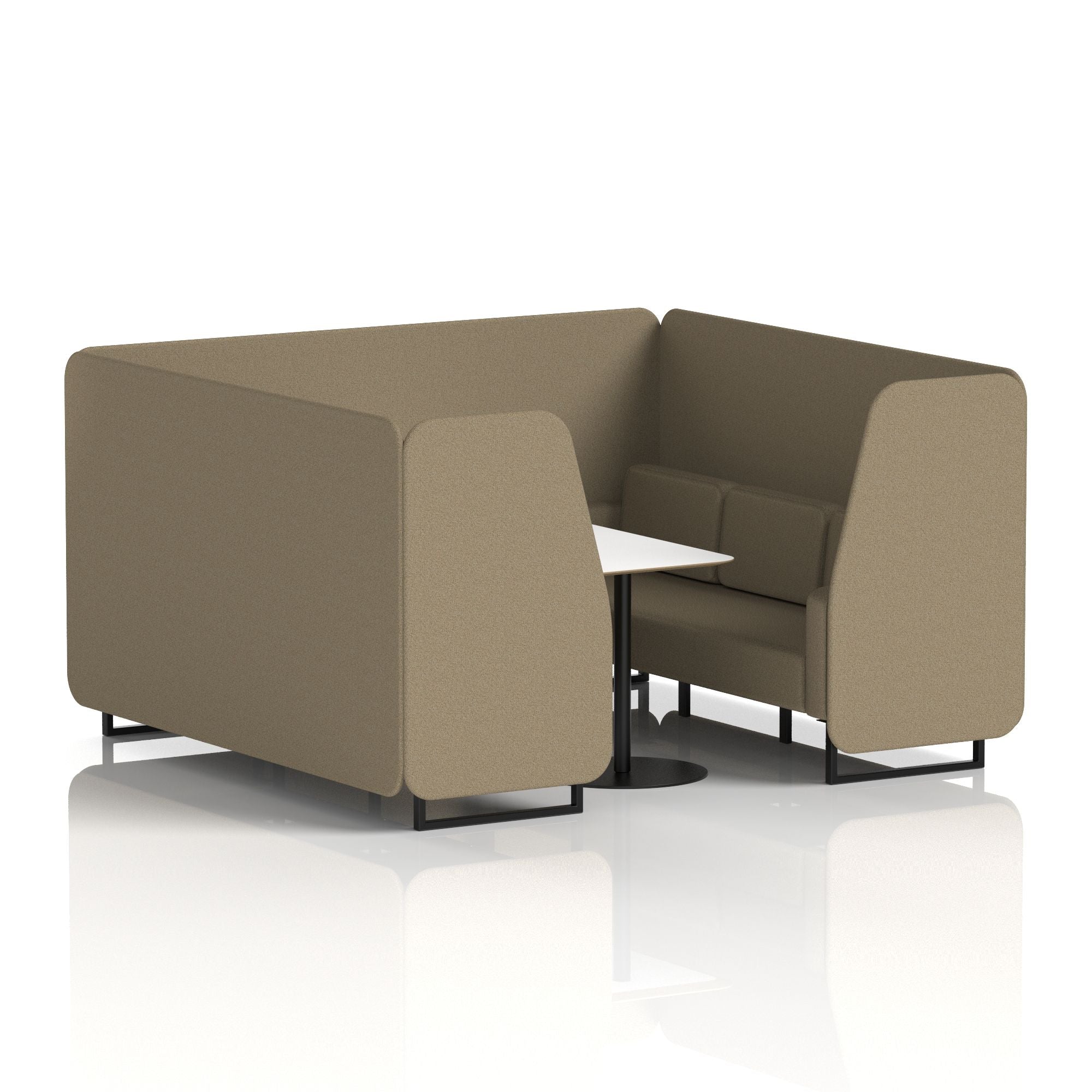 Brixworth Office Booth with White Table, 2/4/6 Seater, Multiple Colours, Black Frame, Plywood & Fabric, Self-Assembly, 10 Yr Frame Warranty