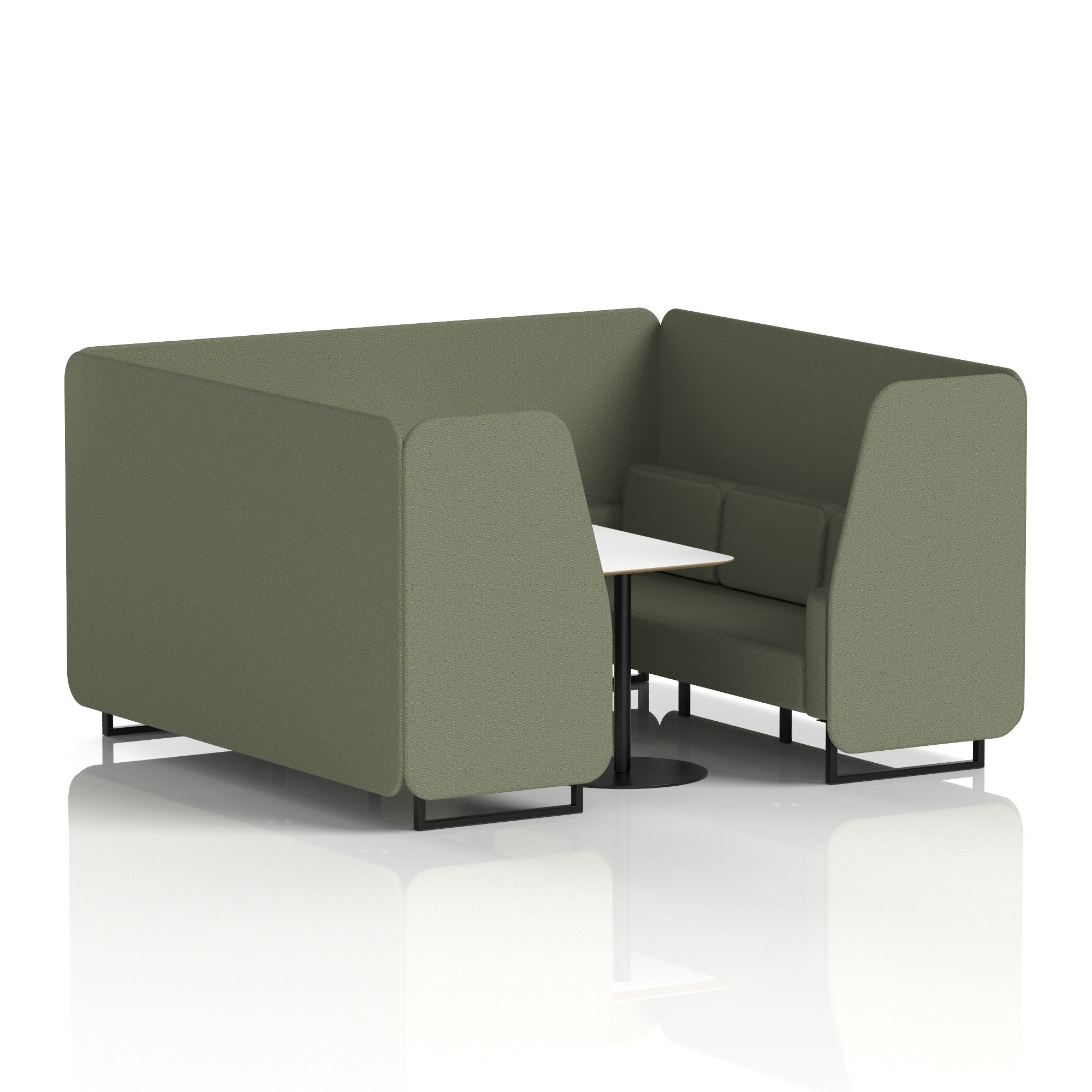 Brixworth Office Booth with White Table, 2/4/6 Seater, Multiple Colours, Black Frame, Plywood & Fabric, Self-Assembly, 10 Yr Frame Warranty