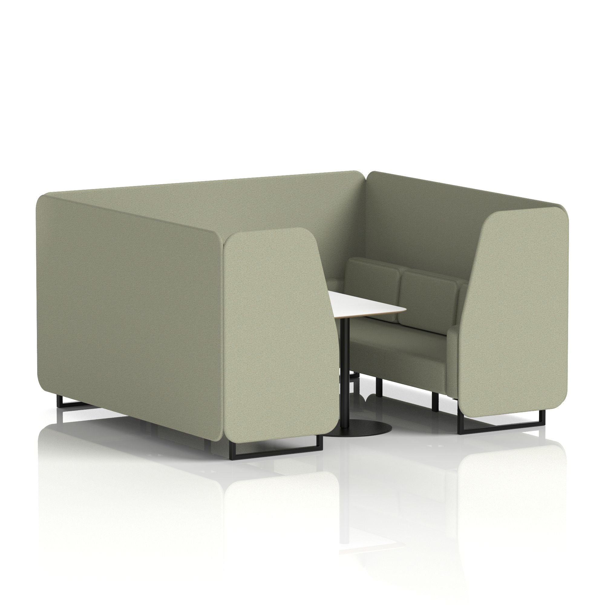 Brixworth Office Booth with White Table, 2/4/6 Seater, Multiple Colours, Black Frame, Plywood & Fabric, Self-Assembly, 10 Yr Frame Warranty