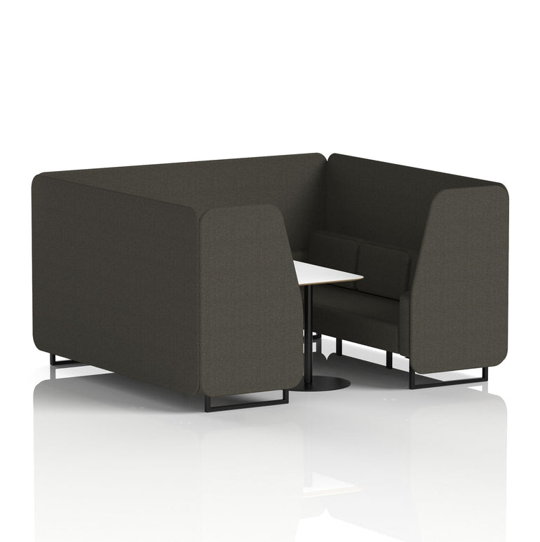 Brixworth Office Booth with White Table, 2/4/6 Seater, Multiple Colours, Black Frame, Plywood & Fabric, Self-Assembly, 10 Yr Frame Warranty