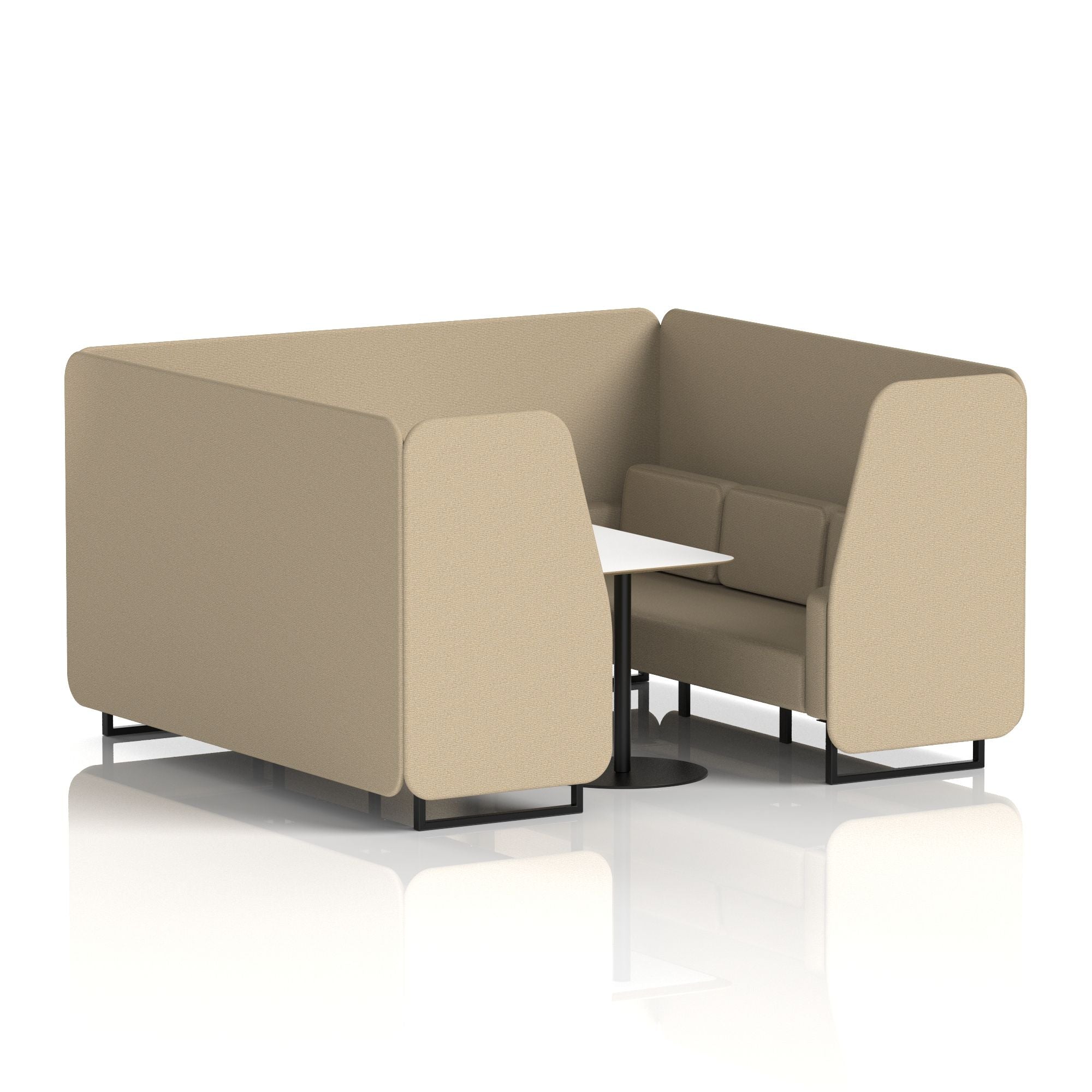 Brixworth Office Booth with White Table, 2/4/6 Seater, Multiple Colours, Black Frame, Plywood & Fabric, Self-Assembly, 10 Yr Frame Warranty