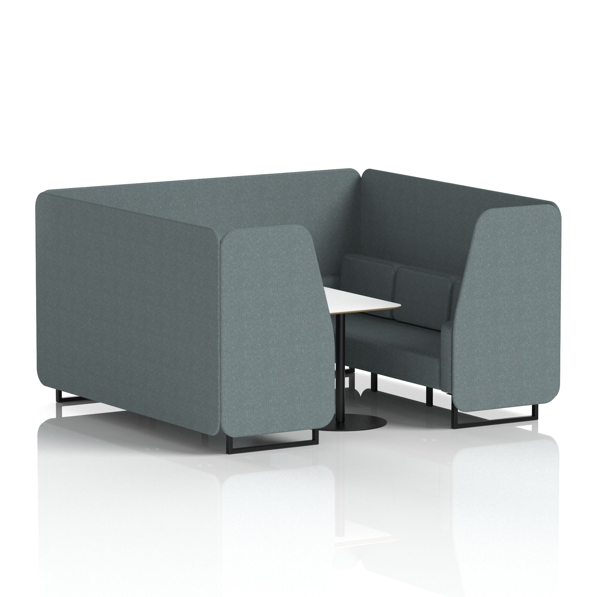 Brixworth Office Booth with White Table, 2/4/6 Seater, Multiple Colours, Black Frame, Plywood & Fabric, Self-Assembly, 10 Yr Frame Warranty