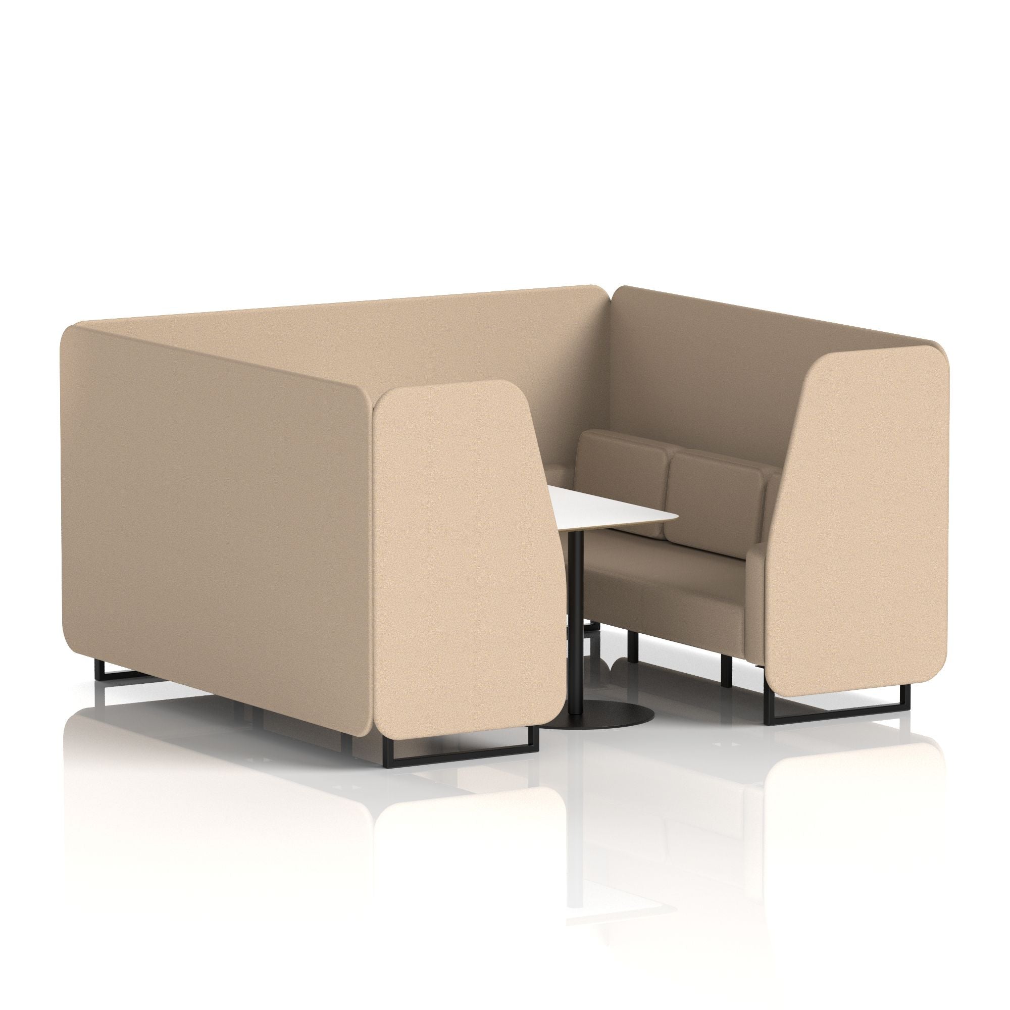 Brixworth Office Booth with White Table, 2/4/6 Seater, Multiple Colours, Black Frame, Plywood & Fabric, Self-Assembly, 10 Yr Frame Warranty