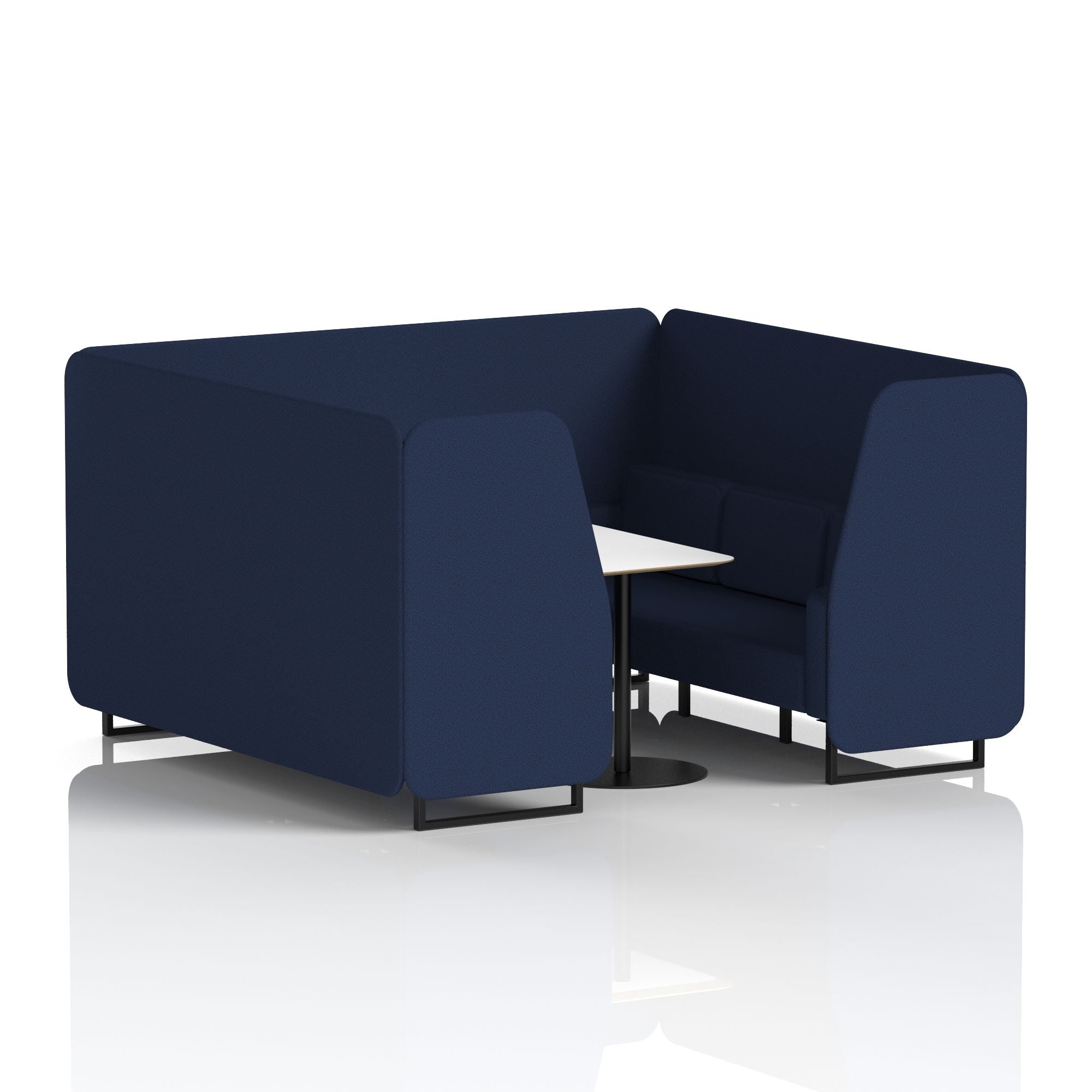 Brixworth Office Booth with White Table, 2/4/6 Seater, Multiple Colours, Black Frame, Plywood & Fabric, Self-Assembly, 10 Yr Frame Warranty