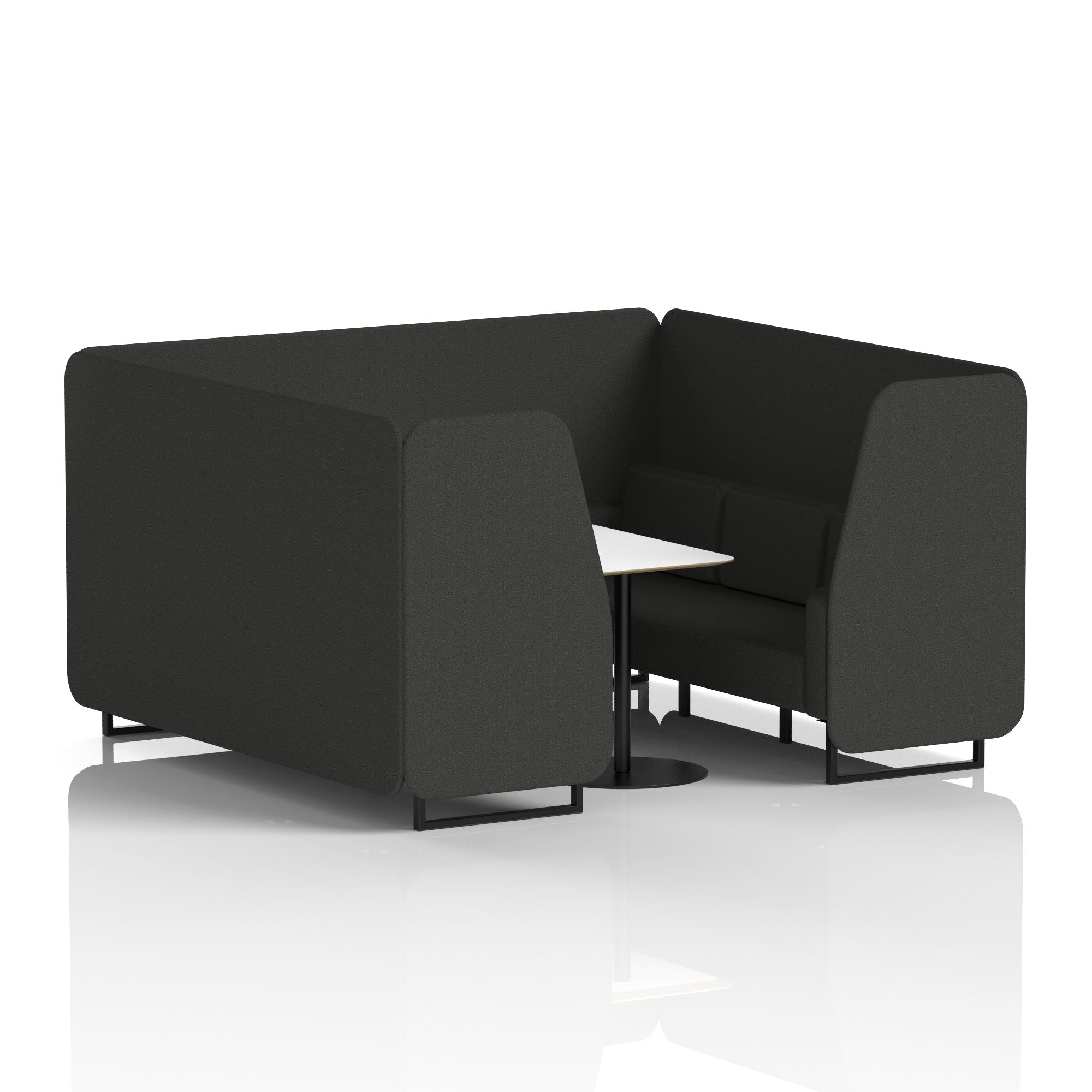 Brixworth Office Booth with White Table, 2/4/6 Seater, Multiple Colours, Black Frame, Plywood & Fabric, Self-Assembly, 10 Yr Frame Warranty