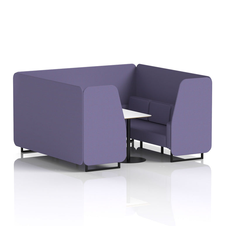 Brixworth Office Booth with White Table, 2/4/6 Seater, Multiple Colours, Black Frame, Plywood & Fabric, Self-Assembly, 10 Yr Frame Warranty