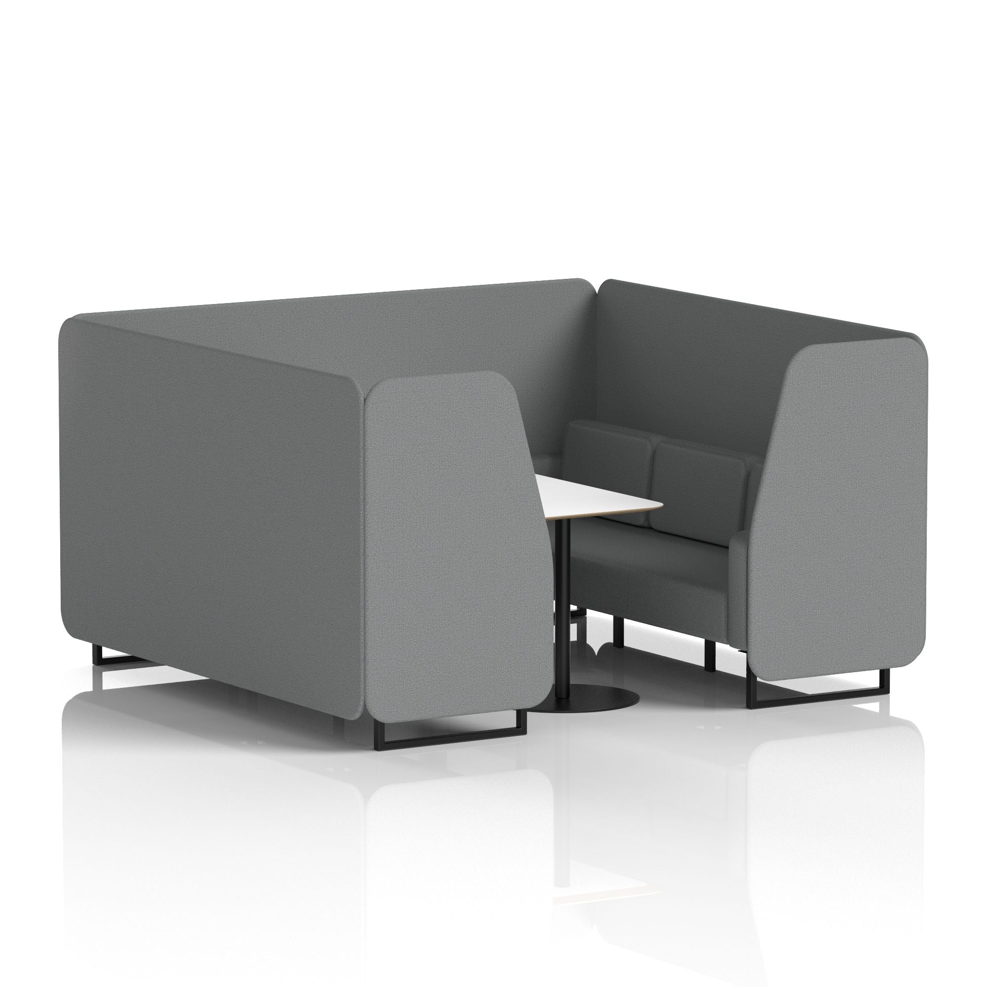 Brixworth Office Booth with White Table, 2/4/6 Seater, Multiple Colours, Black Frame, Plywood & Fabric, Self-Assembly, 10 Yr Frame Warranty