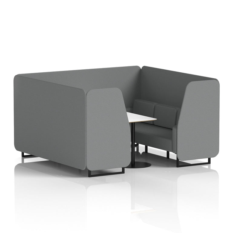 Brixworth Office Booth with White Table, 2/4/6 Seater, Multiple Colours, Black Frame, Plywood & Fabric, Self-Assembly, 10 Yr Frame Warranty