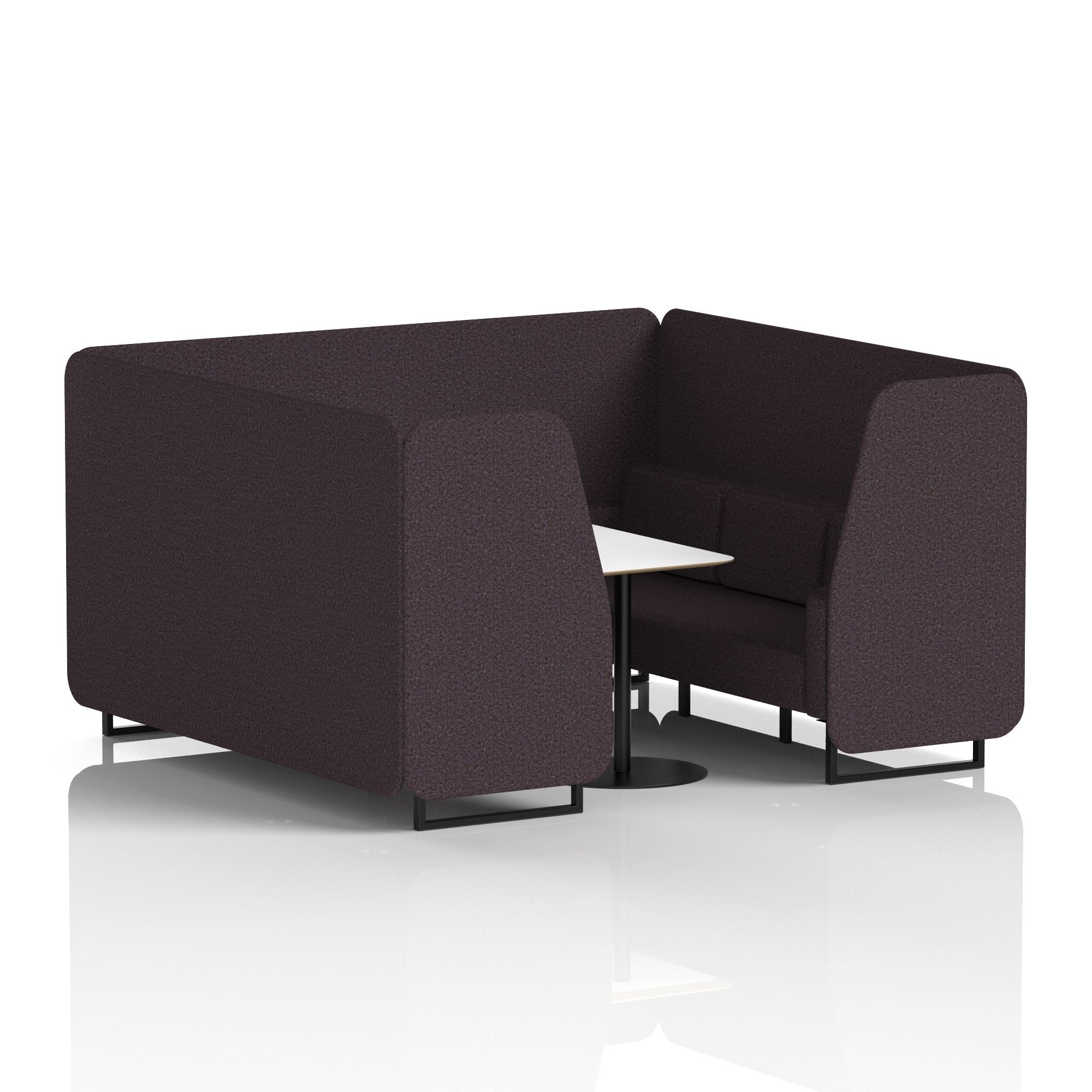 Brixworth Office Booth with White Table, 2/4/6 Seater, Multiple Colours, Black Frame, Plywood & Fabric, Self-Assembly, 10 Yr Frame Warranty