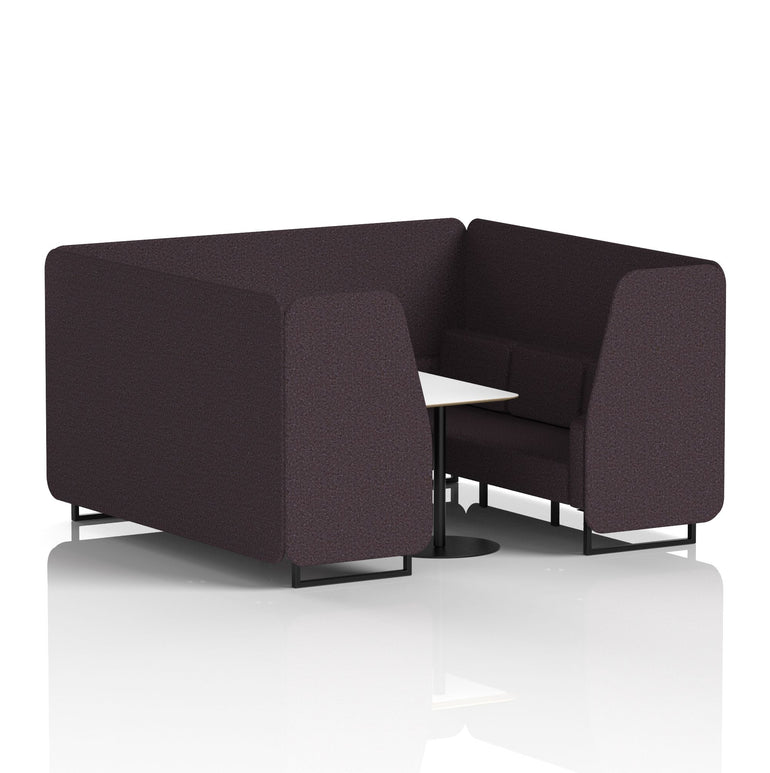 Brixworth Office Booth with White Table, 2/4/6 Seater, Multiple Colours, Black Frame, Plywood & Fabric, Self-Assembly, 10 Yr Frame Warranty