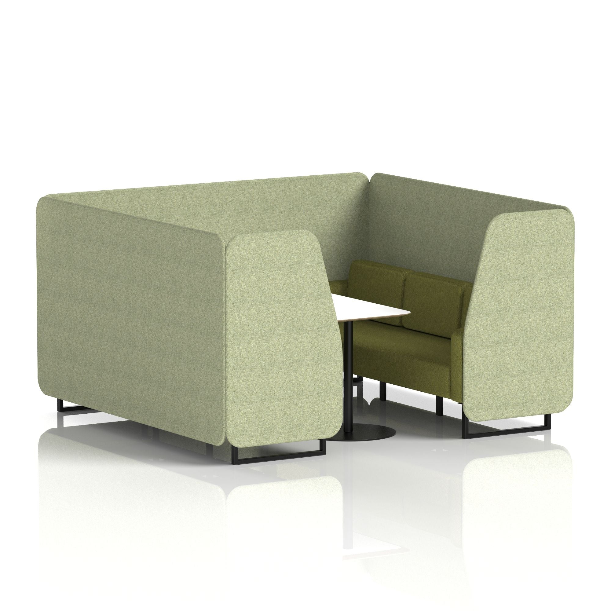 Brixworth Two-Tone Booth with White Table, 2–6 Seater, Multiple Colour Options, Black Frame, Fabric & Plywood, 10 Year Frame Warranty