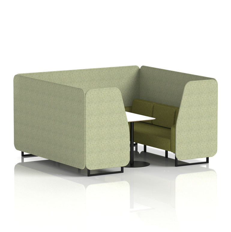 Brixworth Two-Tone Booth with White Table, 2–6 Seater, Multiple Colour Options, Black Frame, Fabric & Plywood, 10 Year Frame Warranty