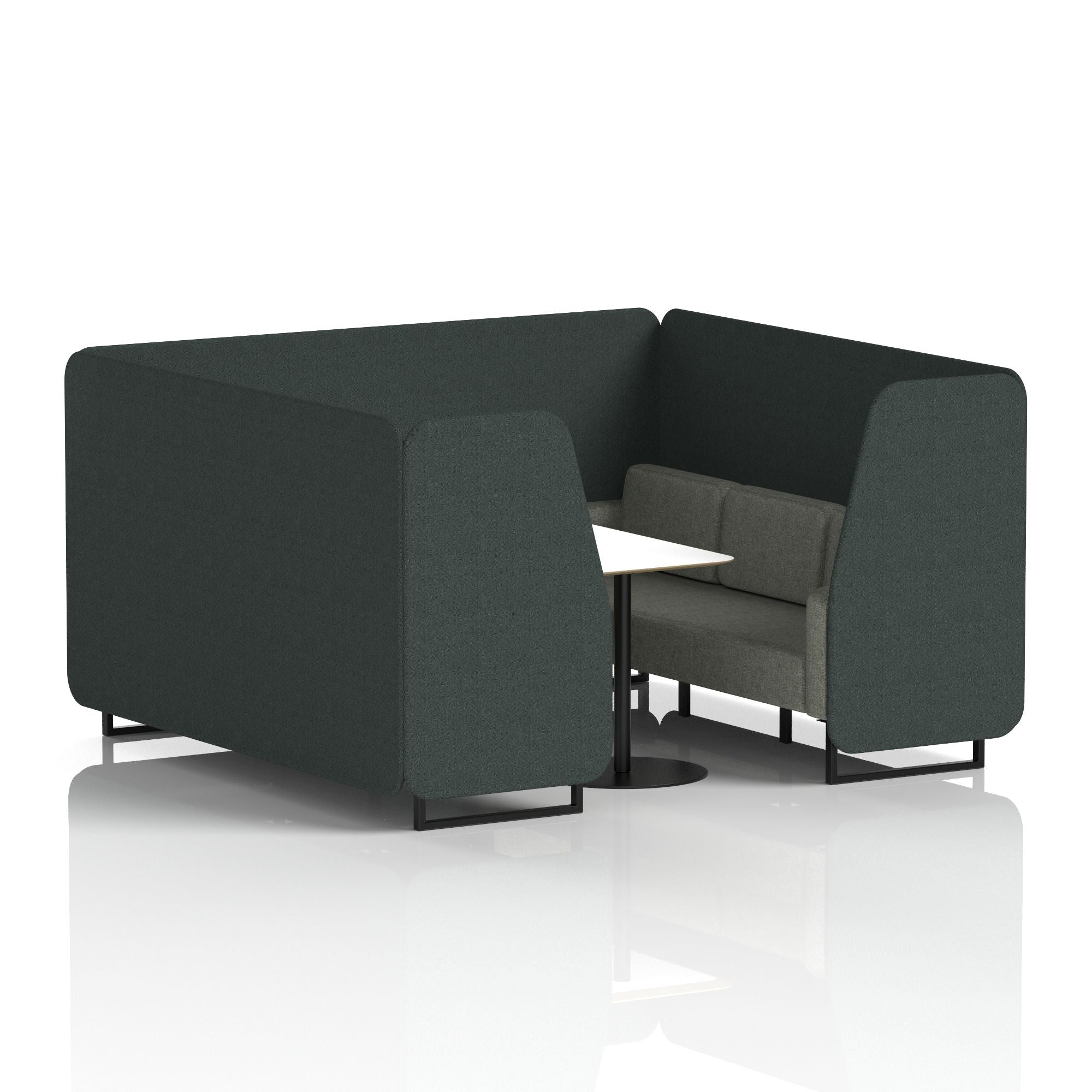 Brixworth Two-Tone Booth with White Table, 2–6 Seater, Multiple Colour Options, Black Frame, Fabric & Plywood, 10 Year Frame Warranty