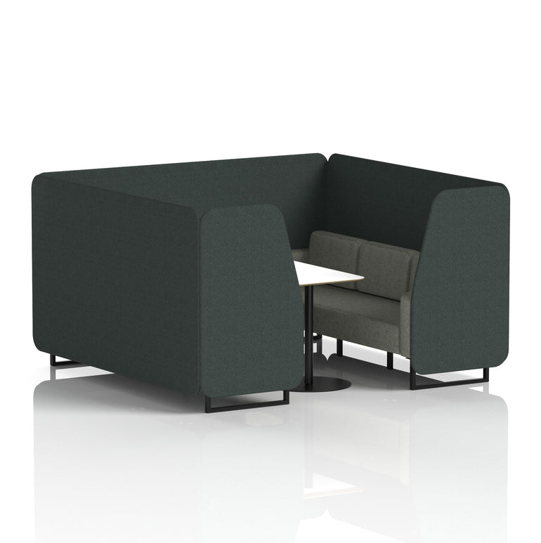 Brixworth Two-Tone Booth with White Table, 2–6 Seater, Multiple Colour Options, Black Frame, Fabric & Plywood, 10 Year Frame Warranty