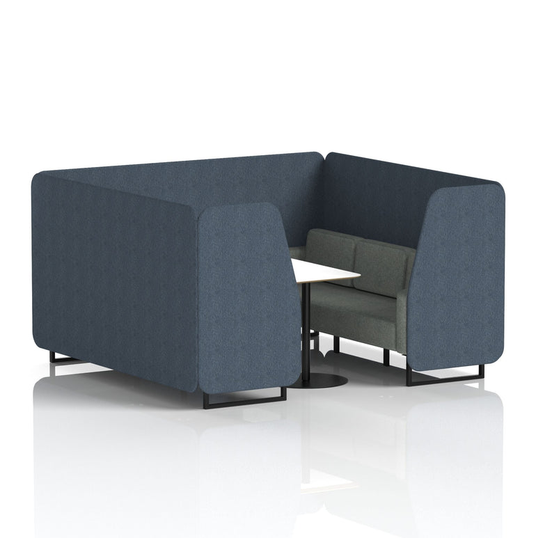 Brixworth Two-Tone Booth with White Table, 2–6 Seater, Multiple Colour Options, Black Frame, Fabric & Plywood, 10 Year Frame Warranty