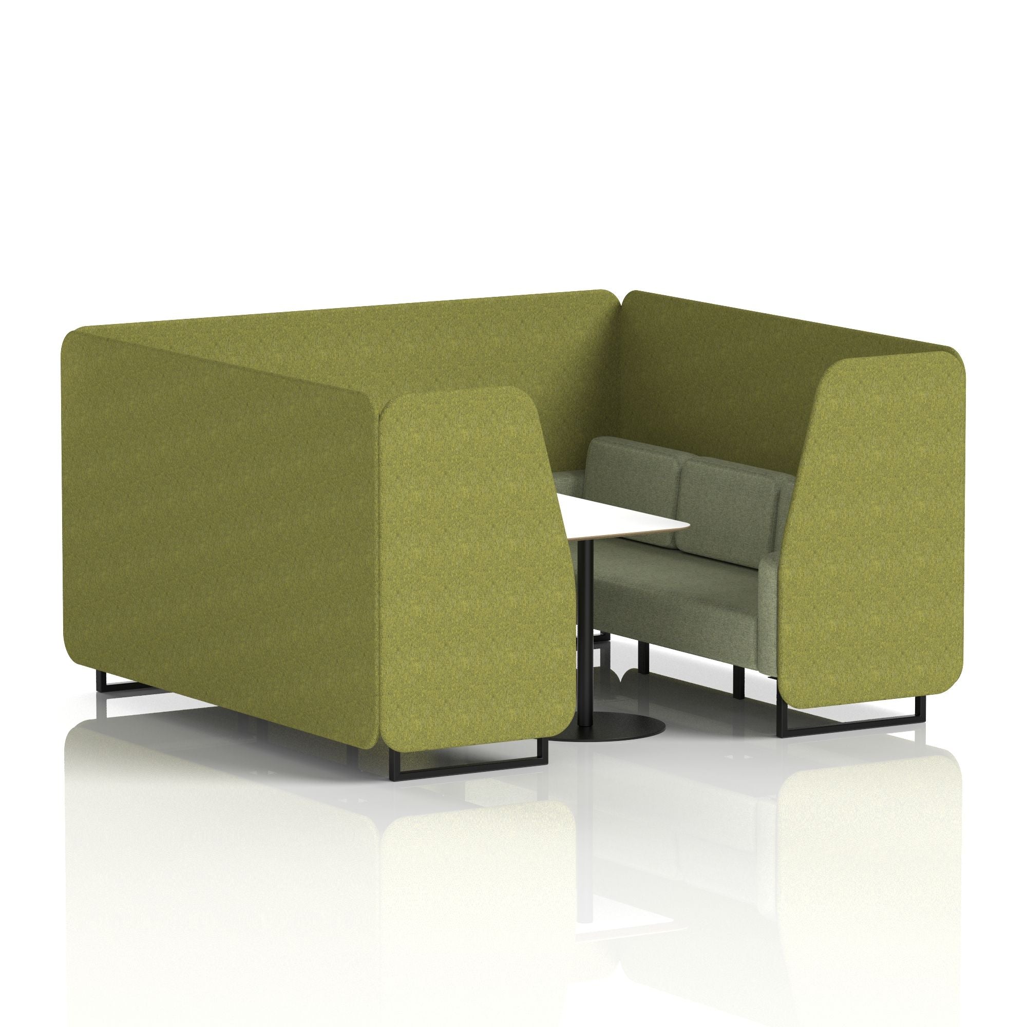 Brixworth Two-Tone Booth with White Table, 2–6 Seater, Multiple Colour Options, Black Frame, Fabric & Plywood, 10 Year Frame Warranty