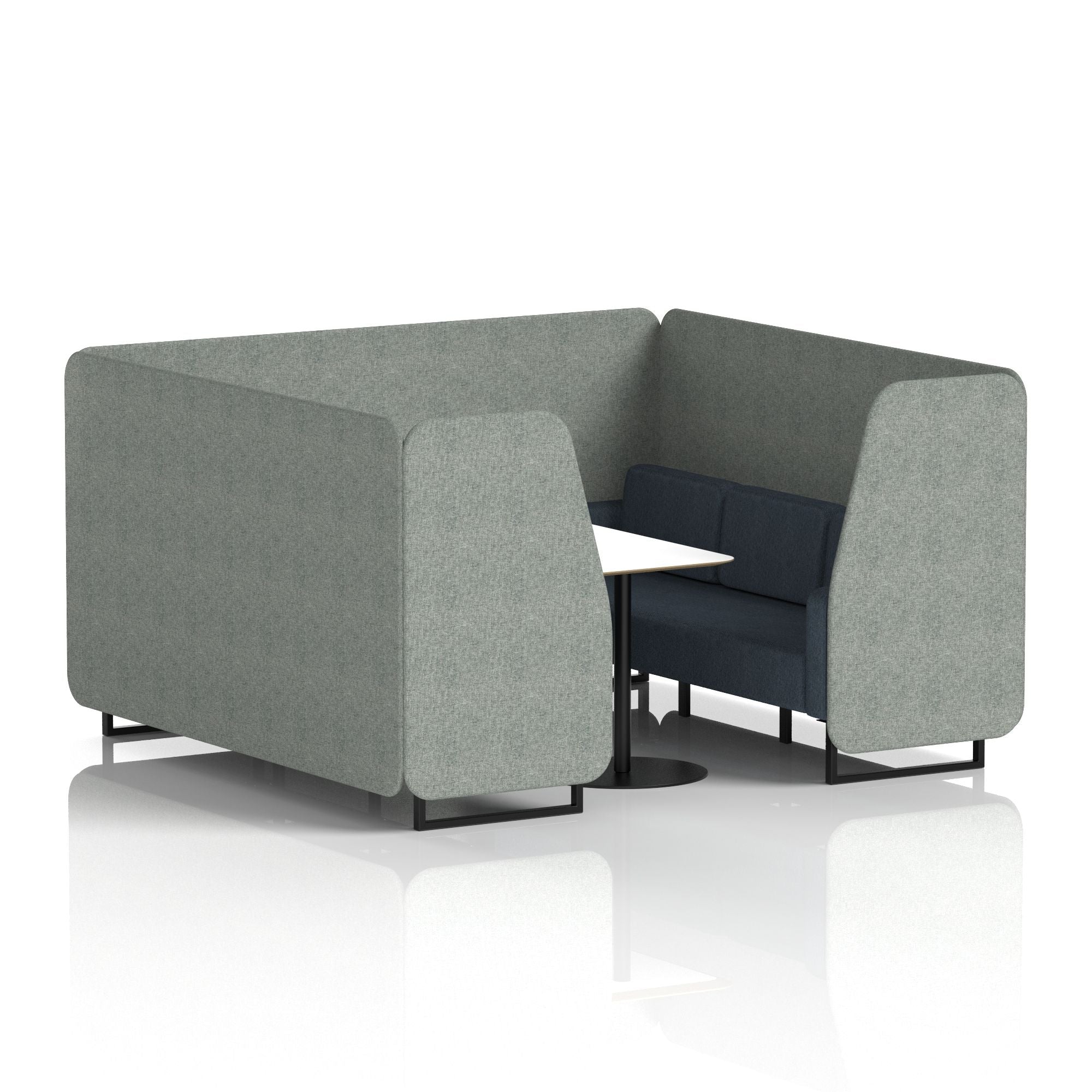 Brixworth Two-Tone Booth with White Table, 2–6 Seater, Multiple Colour Options, Black Frame, Fabric & Plywood, 10 Year Frame Warranty