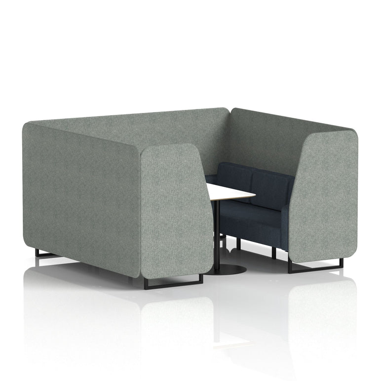 Brixworth Two-Tone Booth with White Table, 2–6 Seater, Multiple Colour Options, Black Frame, Fabric & Plywood, 10 Year Frame Warranty