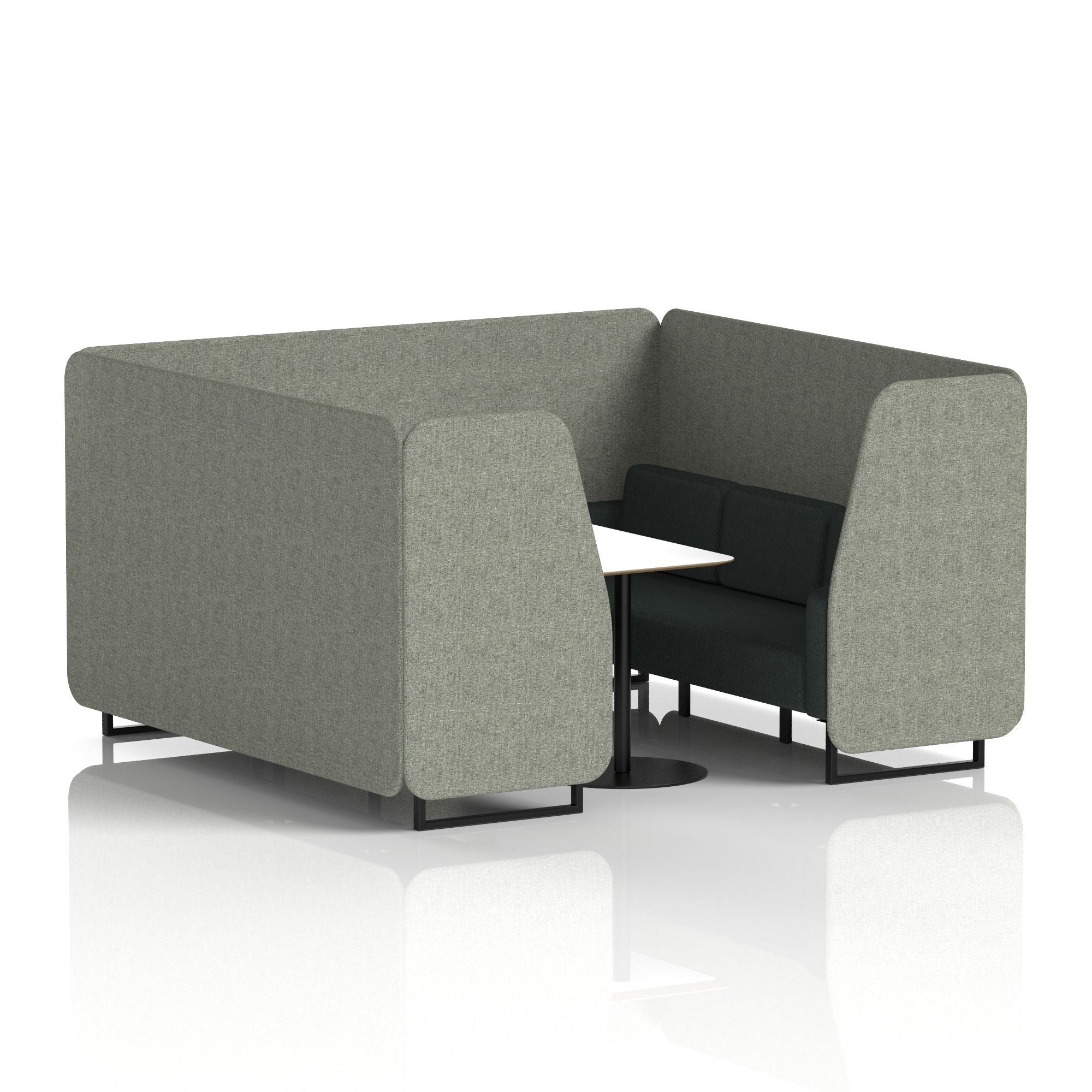 Brixworth Two-Tone Booth with White Table, 2–6 Seater, Multiple Colour Options, Black Frame, Fabric & Plywood, 10 Year Frame Warranty