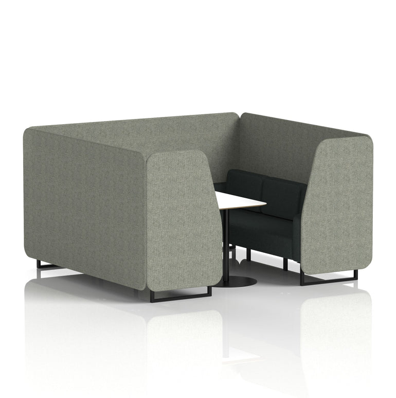 Brixworth Two-Tone Booth with White Table, 2–6 Seater, Multiple Colour Options, Black Frame, Fabric & Plywood, 10 Year Frame Warranty