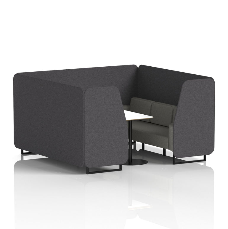 Brixworth Two-Tone Booth with White Table, 2–6 Seater, Multiple Colour Options, Black Frame, Fabric & Plywood, 10 Year Frame Warranty
