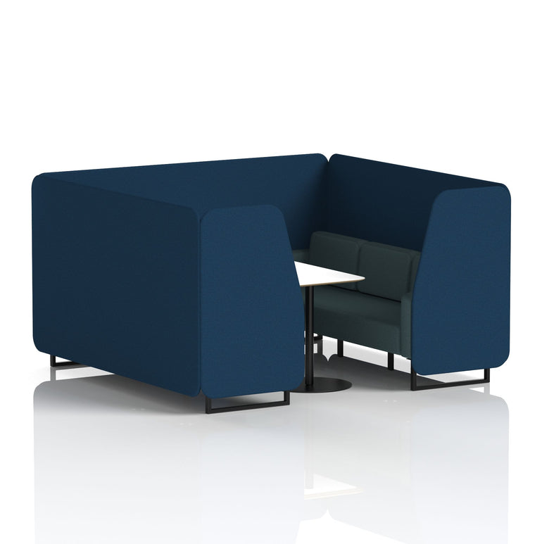 Brixworth Two-Tone Booth with White Table, 2–6 Seater, Multiple Colour Options, Black Frame, Fabric & Plywood, 10 Year Frame Warranty