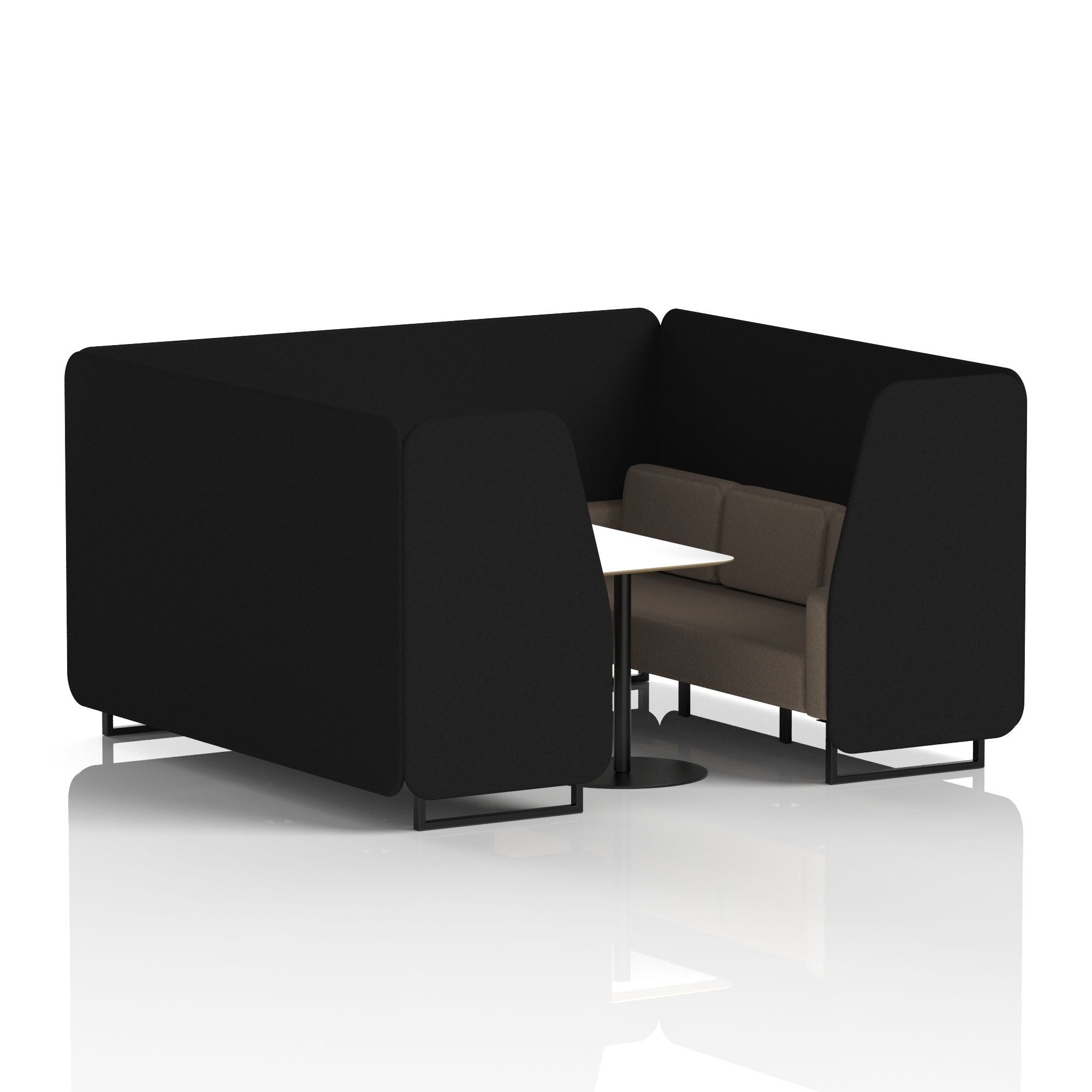 Brixworth Two-Tone Booth with White Table, 2–6 Seater, Multiple Colour Options, Black Frame, Fabric & Plywood, 10 Year Frame Warranty