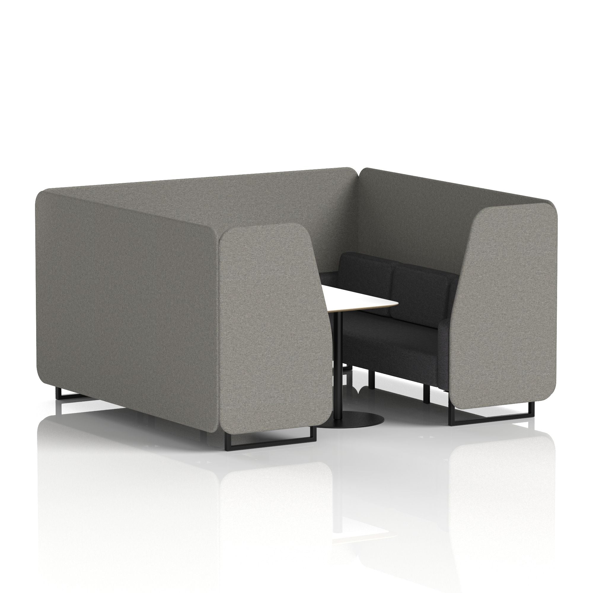 Brixworth Two-Tone Booth with White Table, 2–6 Seater, Multiple Colour Options, Black Frame, Fabric & Plywood, 10 Year Frame Warranty