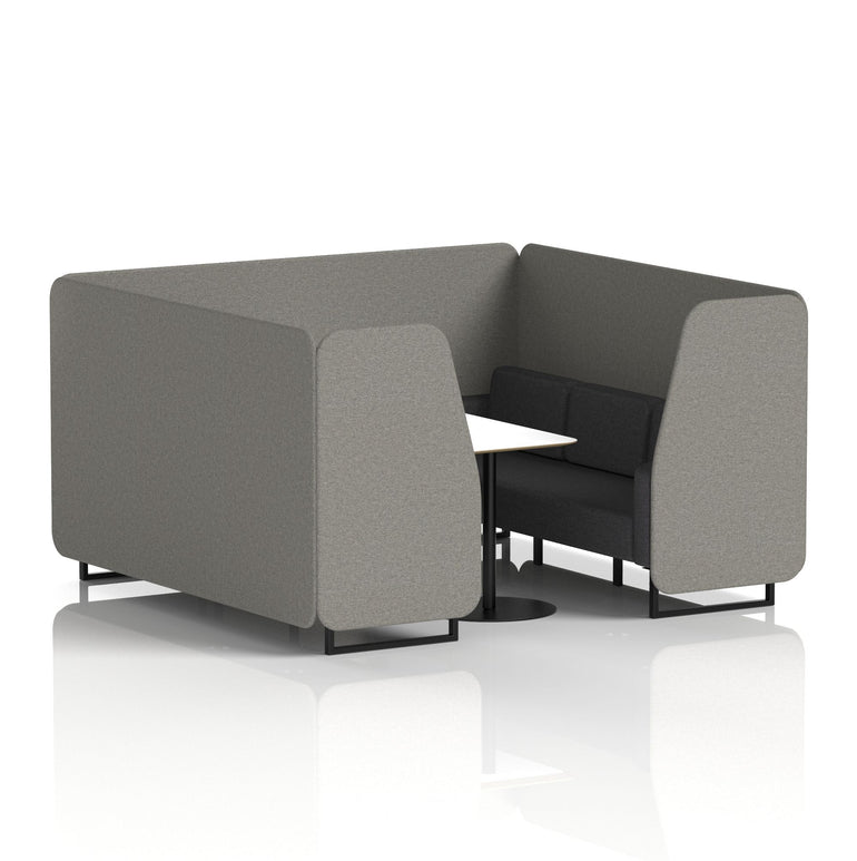 Brixworth Two-Tone Booth with White Table, 2–6 Seater, Multiple Colour Options, Black Frame, Fabric & Plywood, 10 Year Frame Warranty