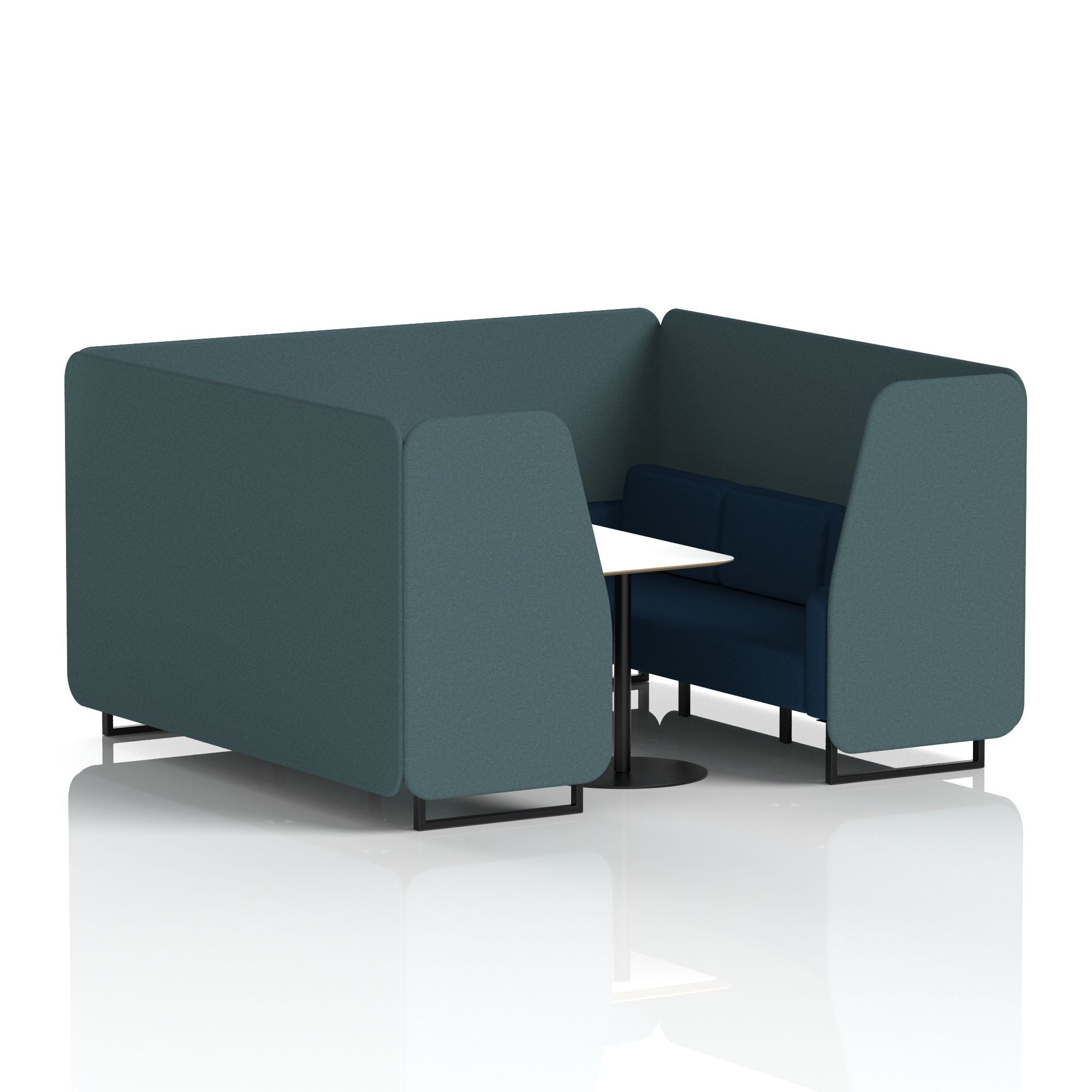 Brixworth Two-Tone Booth with White Table, 2–6 Seater, Multiple Colour Options, Black Frame, Fabric & Plywood, 10 Year Frame Warranty