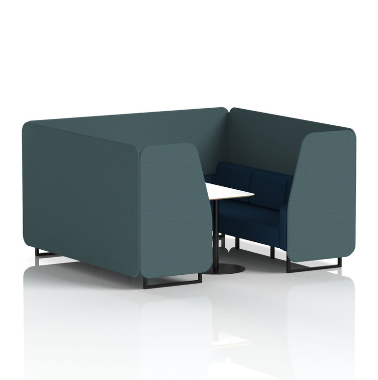 Brixworth Two-Tone Booth with White Table, 2–6 Seater, Multiple Colour Options, Black Frame, Fabric & Plywood, 10 Year Frame Warranty