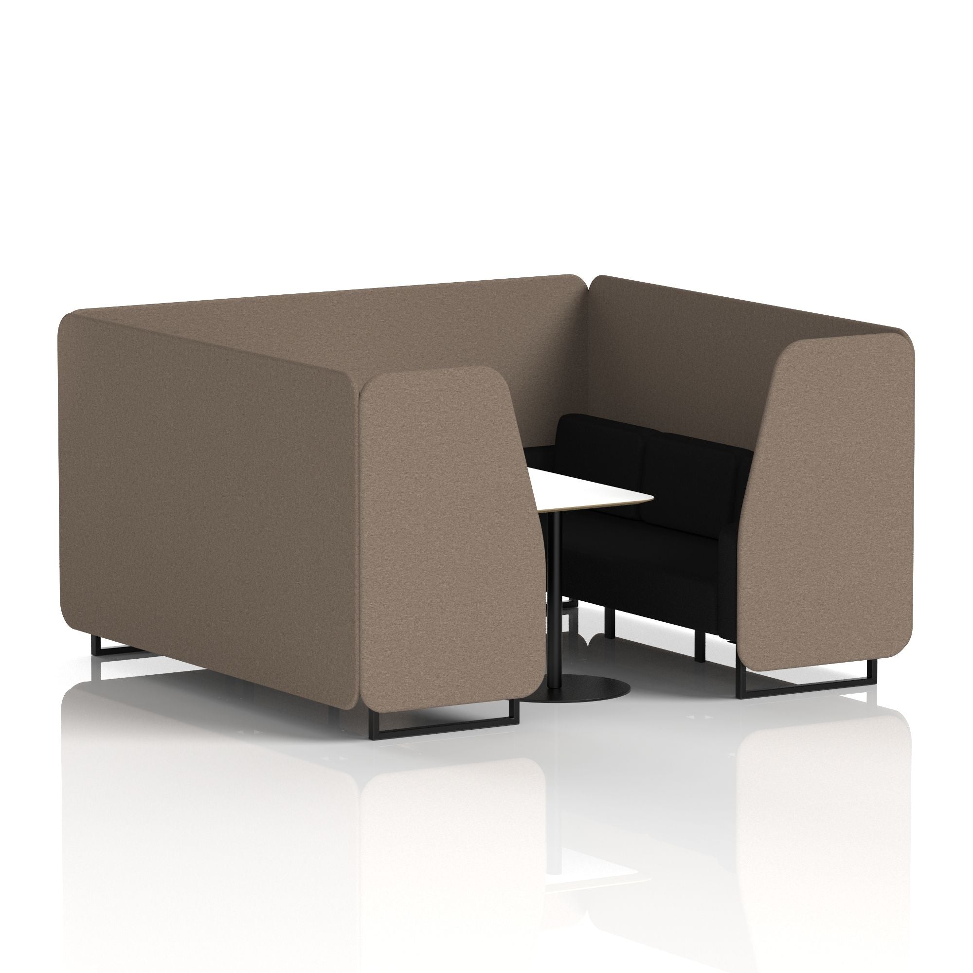 Brixworth Two-Tone Booth with White Table, 2–6 Seater, Multiple Colour Options, Black Frame, Fabric & Plywood, 10 Year Frame Warranty