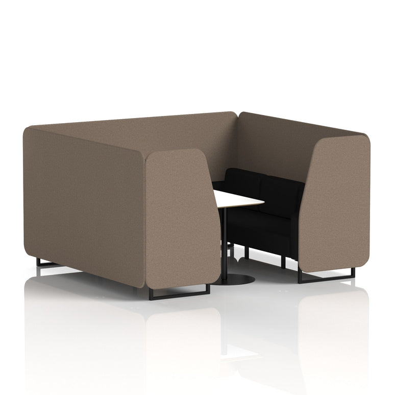 Brixworth Two-Tone Booth with White Table, 2–6 Seater, Multiple Colour Options, Black Frame, Fabric & Plywood, 10 Year Frame Warranty
