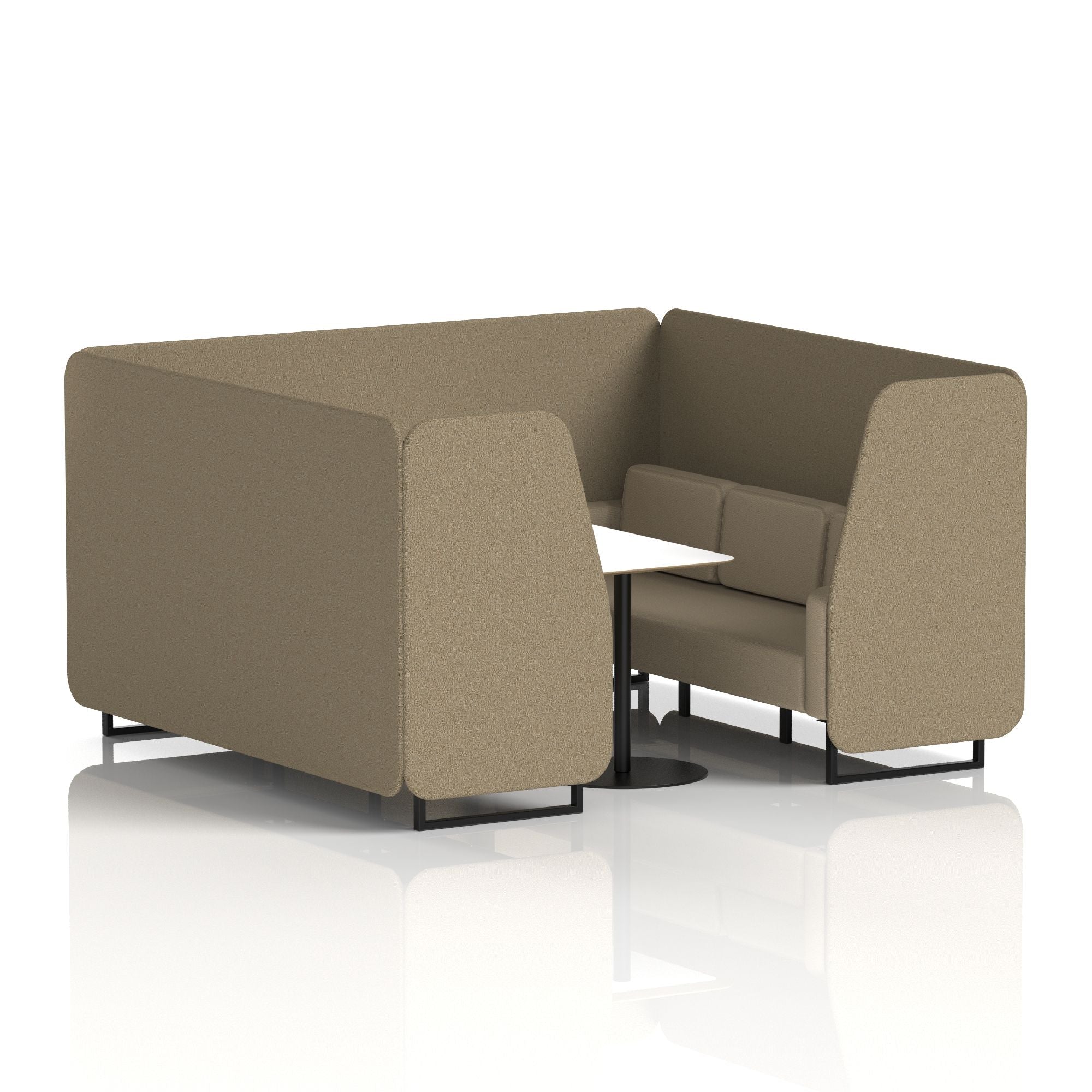 Brixworth Two-Tone Booth with White Table, 2–6 Seater, Multiple Colour Options, Black Frame, Fabric & Plywood, 10 Year Frame Warranty