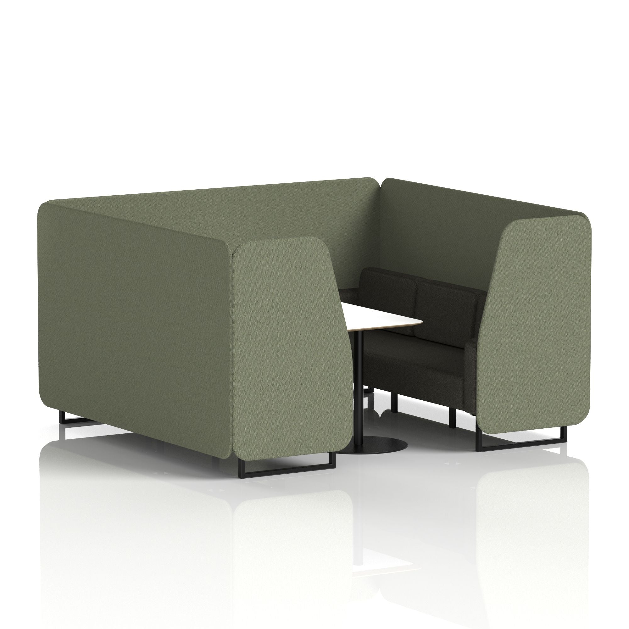 Brixworth Two-Tone Booth with White Table, 2–6 Seater, Multiple Colour Options, Black Frame, Fabric & Plywood, 10 Year Frame Warranty