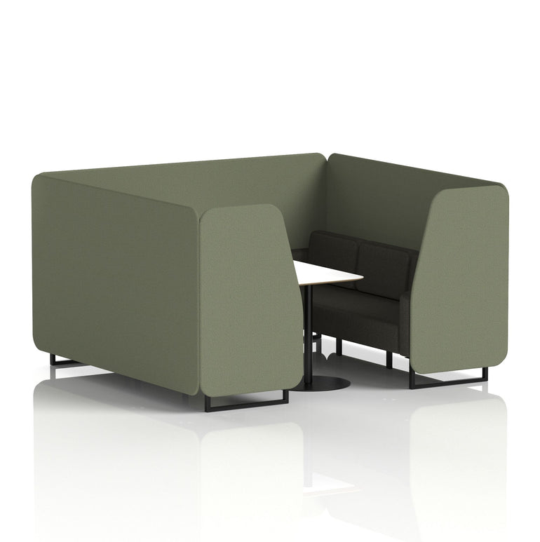 Brixworth Two-Tone Booth with White Table, 2–6 Seater, Multiple Colour Options, Black Frame, Fabric & Plywood, 10 Year Frame Warranty